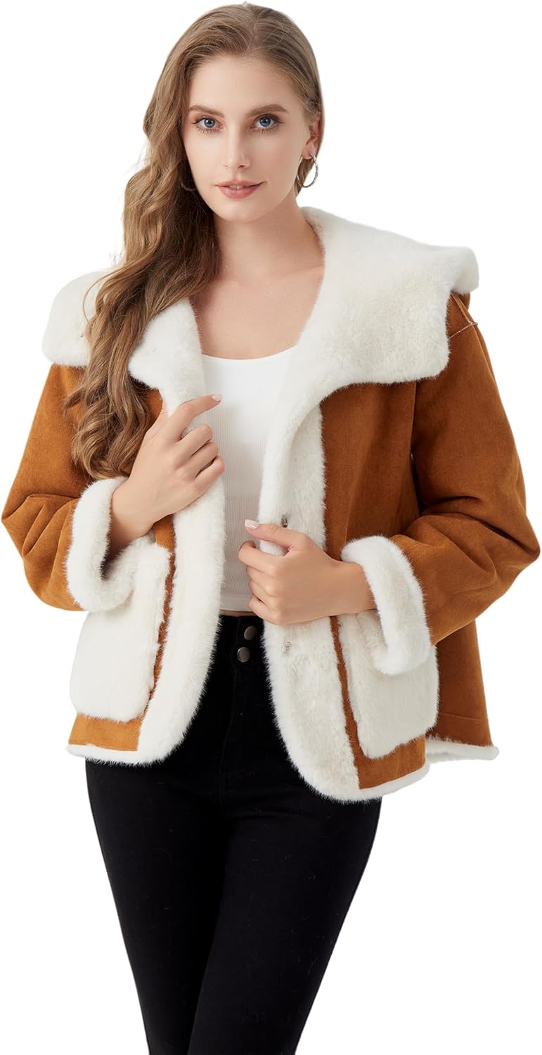 GRAN ORIENTE Womens Winter Faux Fur Coats 2025 Trendy,Short Furry Warm Jackets Outwear - Image 2