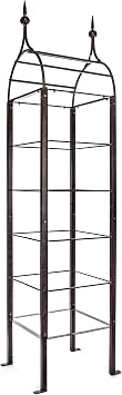 H Potter 7.5 Ft Heavy Duty Garden Obelisk Trellis 62 LB Solid Steel Climbing Rose Tower with 12 Ground Stakes, Charcoal Brown GAR641