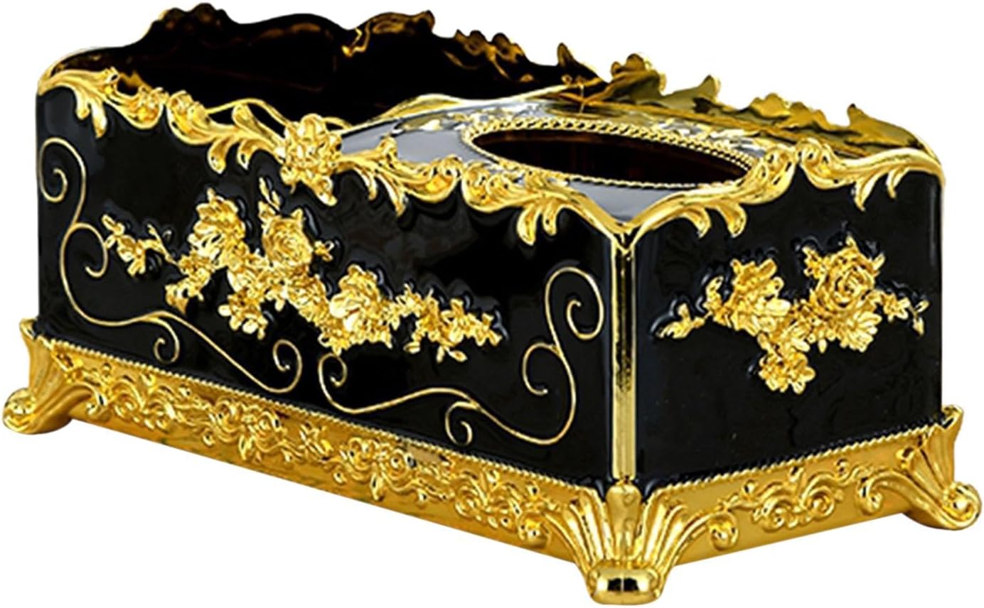 Tabletop Tissue Box Nonslip Rectangle Napkin Box for Bathroom Office Gold and Black | Bath | Tissue Box Covers