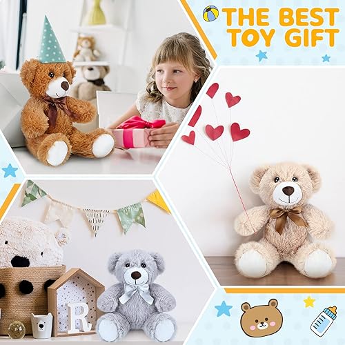 Miniatura 7 de 50 osos de peluche a granel con lazo de cinta de 137 pulgadas juguetes de peluche suaves para Navidad San Valentín cumpleaños boda baby shower