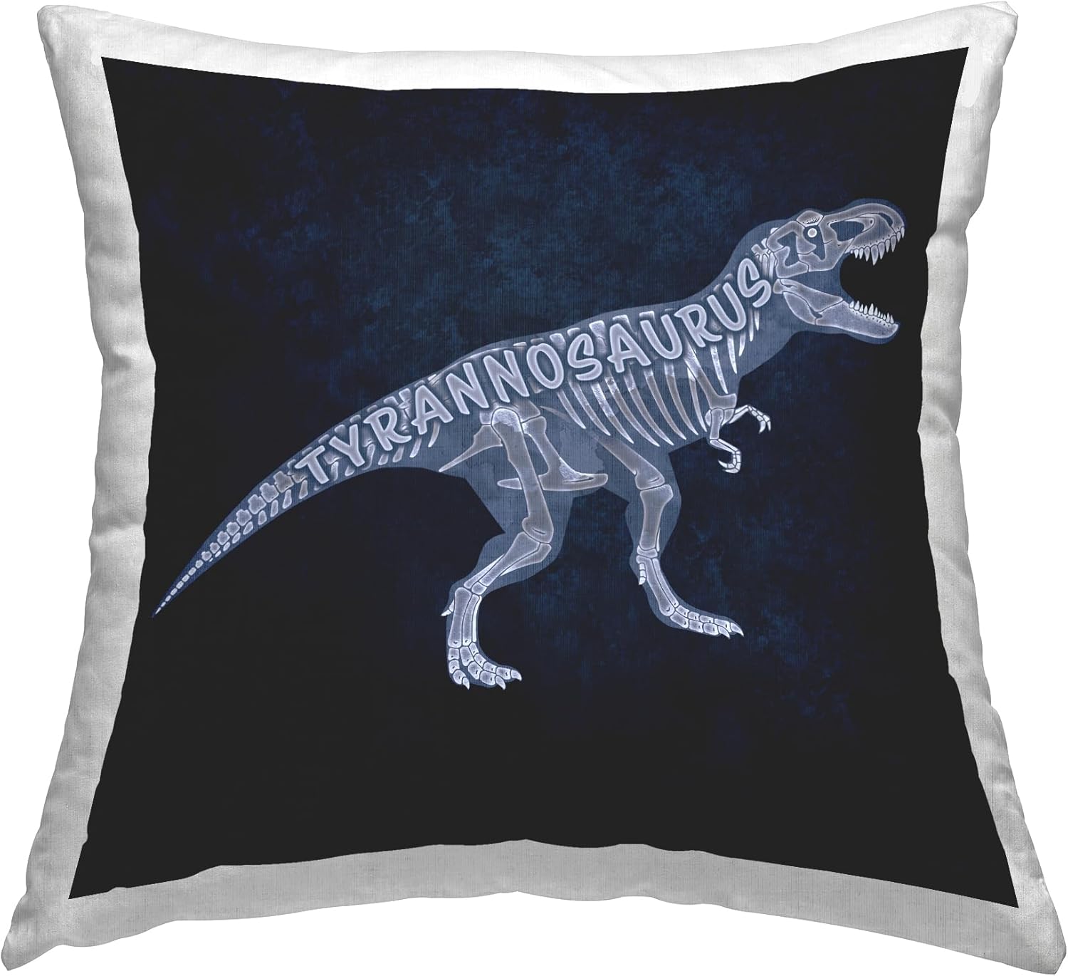 Stupell Industries Blue T-Rex Skeleton Design by Lauren Rader Throw Pillow, 18 x 18