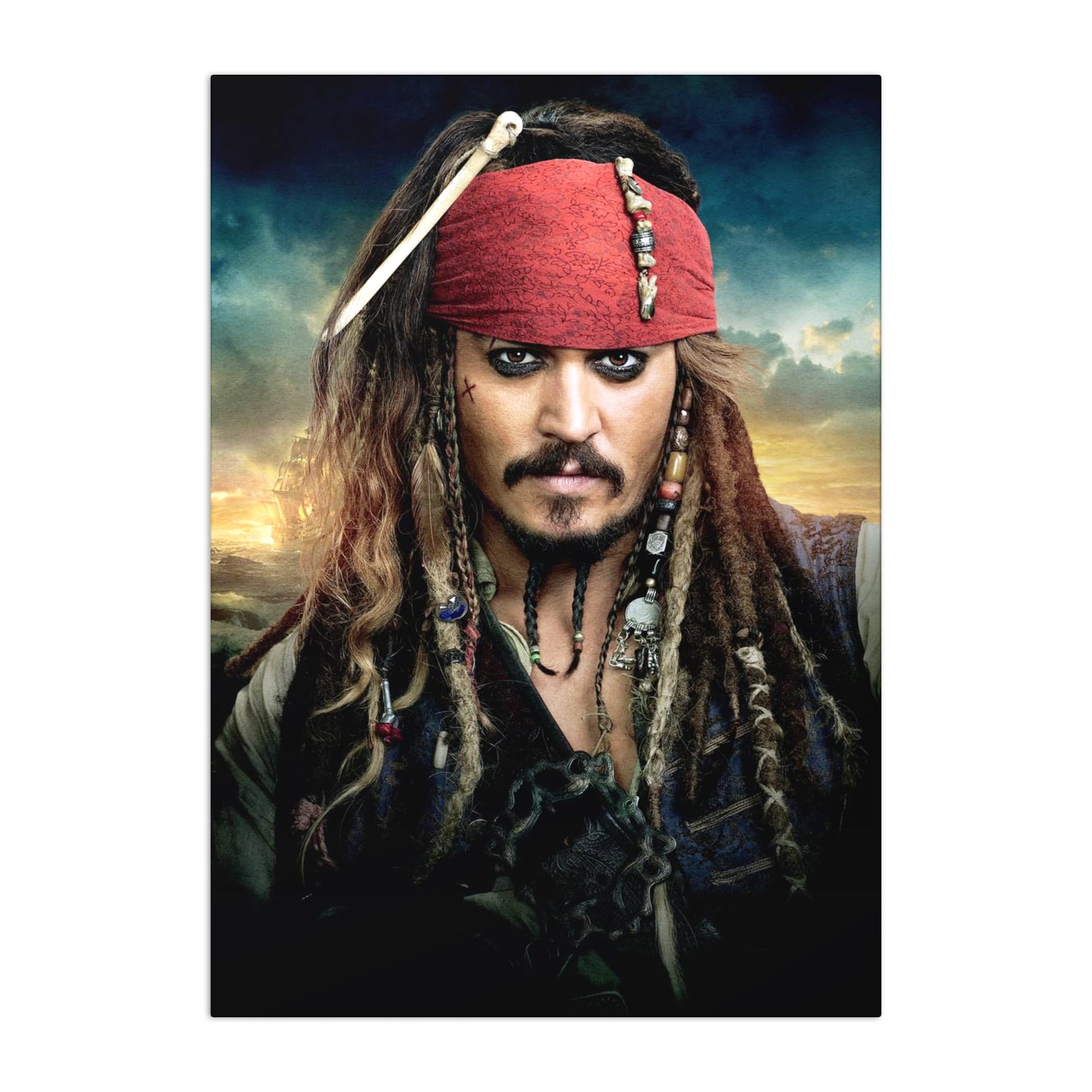 Displate Poster in metallo Disney - Pirati dei Caraibi - Capitano Jack Sparrow - Decorazione per camera da letto - Regalo da collezione - Decorazioni di alta qualità da parete, poster del film, 32 x