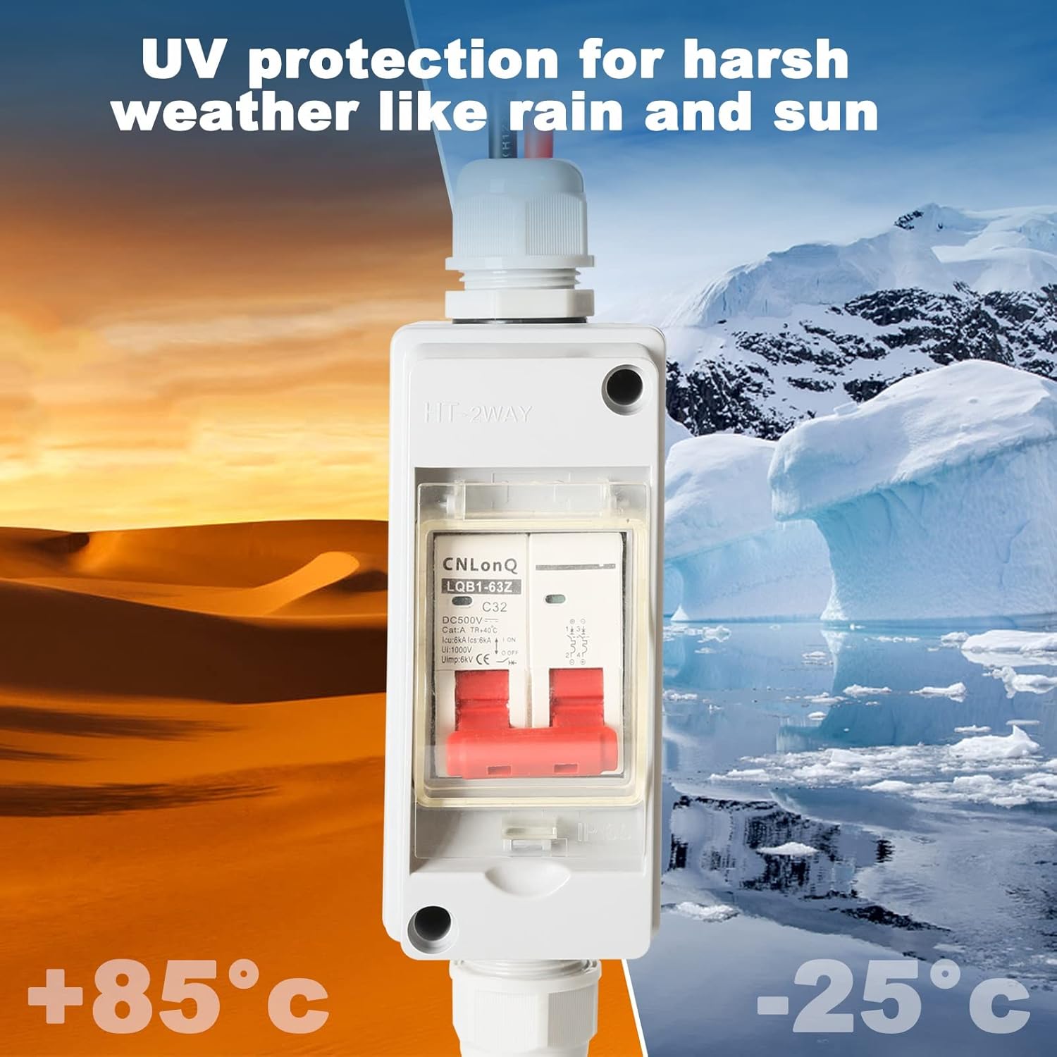 DEWIN DC Circuit Breaker showing UV protection in extreme temperatures