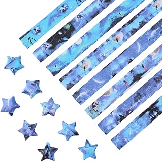 680Pcs Starry Sky Origami Star Paper Strips, 8 Styles Colorful Print Lucky Star Paper Strips for DIY Handcrafts School Teaching