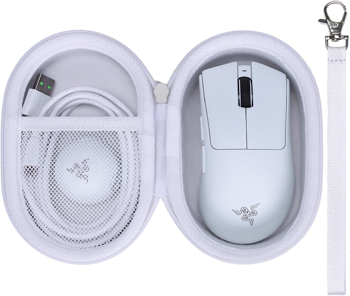 L LTGEM Mouse Case Compatible with Razer DeathAdder V4 Pro Wireless Gaming Mouse, Office Travel Carrying Storage Bag - White(Case Only)