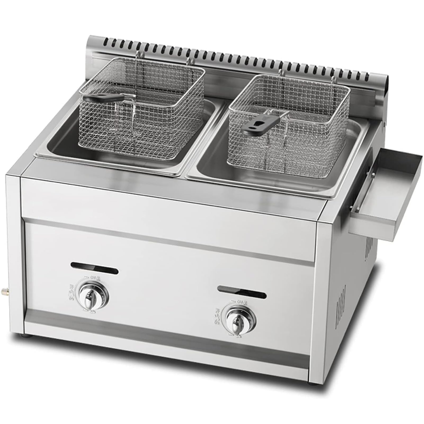 Genérico Freidora de Profesional Freidora de Gas 20L Tanque de Acero Inoxidable Freidoras Industriales Fritadeira Freidora De Acero Inoxidable Doble Tanque con Calentamiento Rápido