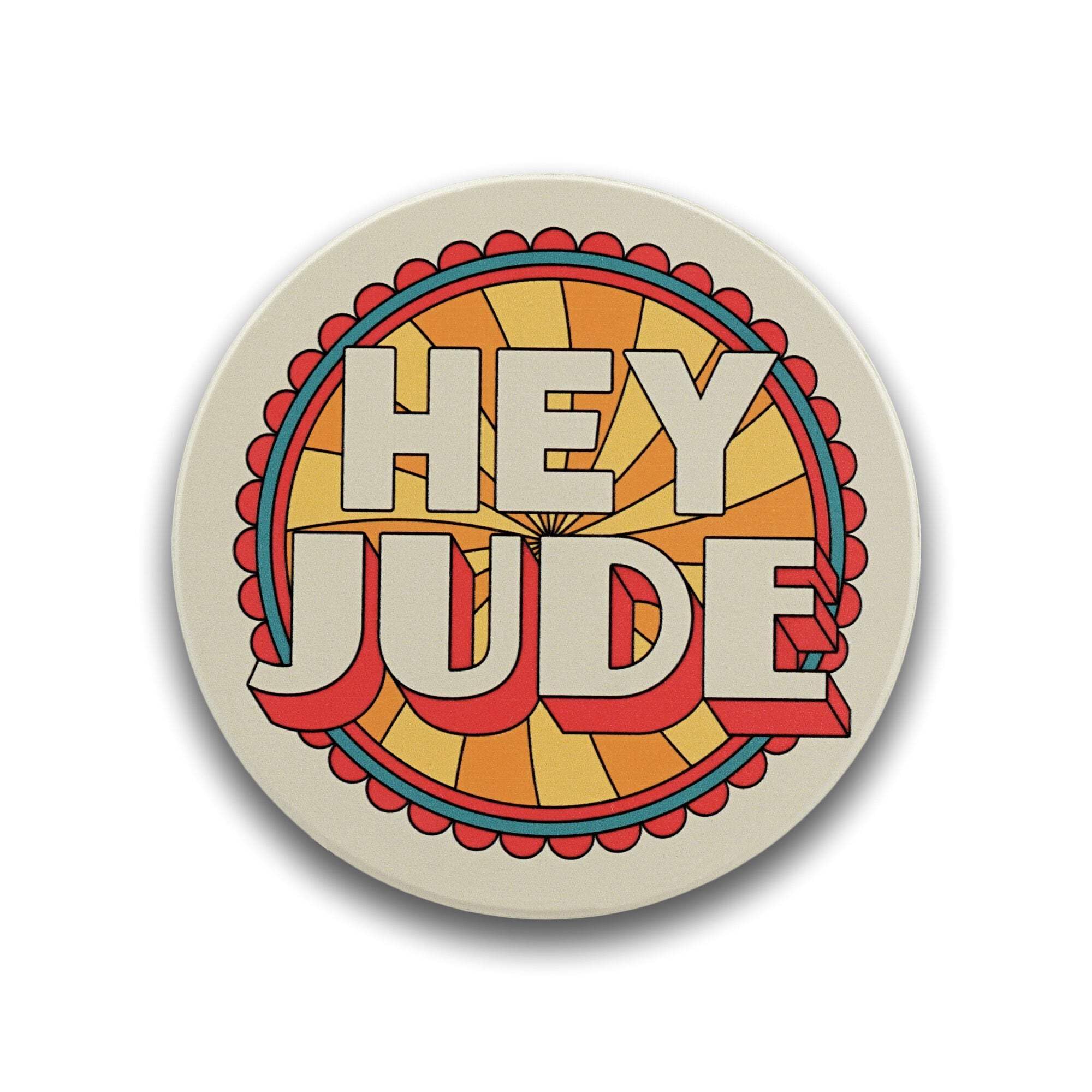 Dessous de verre Beatles en céramique ronde 10cm style rétro Hey Jude