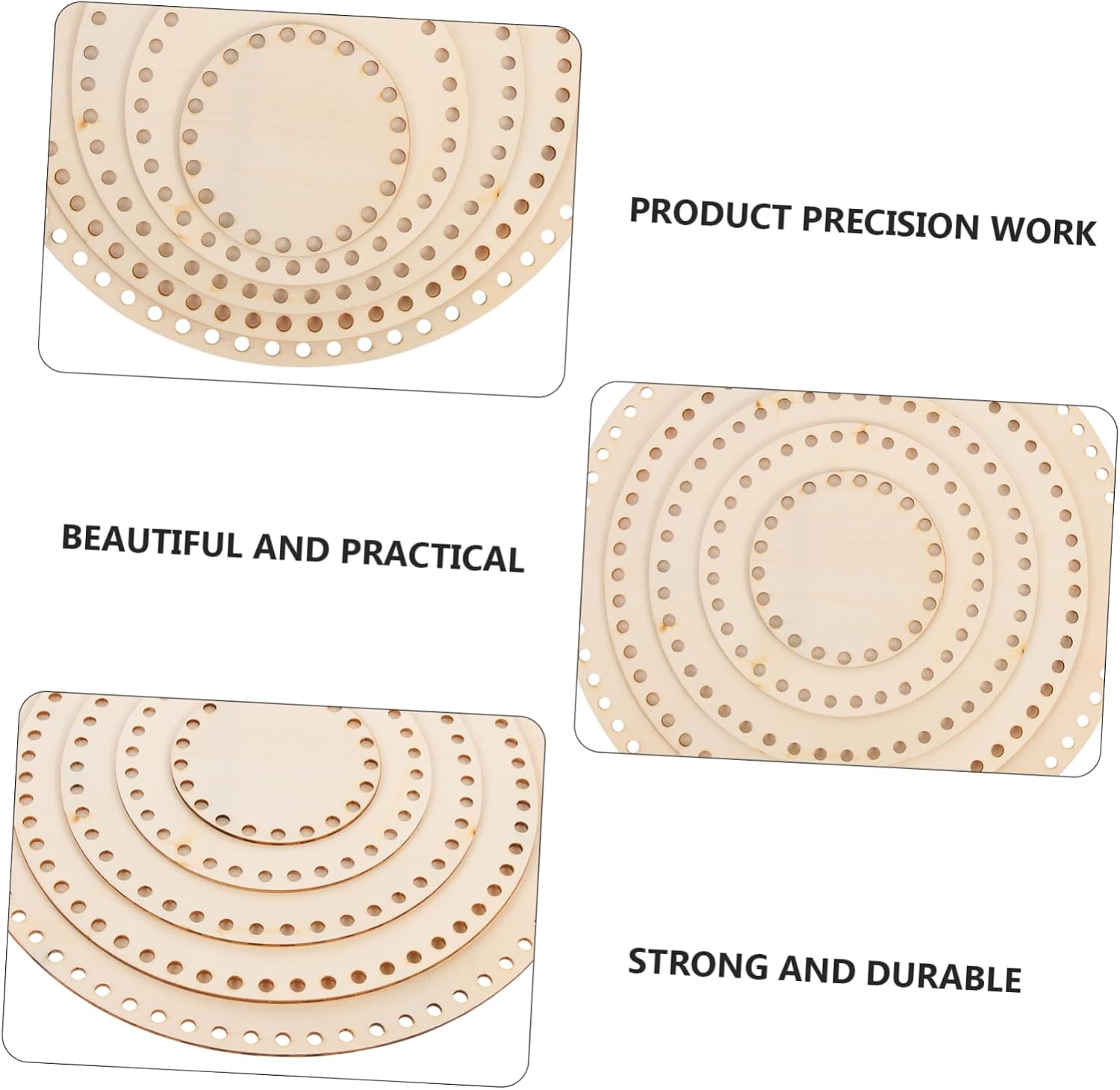 5Pcs Round Crochet Basket DIY Kit Wooden Bottom Cross Stitch Basket Making Supplies for Crafts and Home Decor