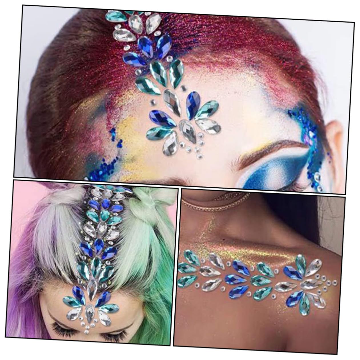 Angoily 10piezas Pegatinas Para Maquillaje Gemas Faciales Autoadhesivas Para Ojos y Festival Decoración Brillante Para Fiestas y Eventos