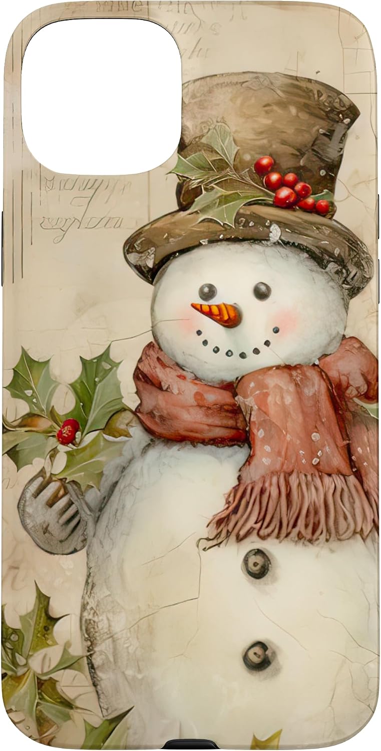 Vintage Snowman For Snow Lover Xmas Women And Christmas Case for iPhone 15