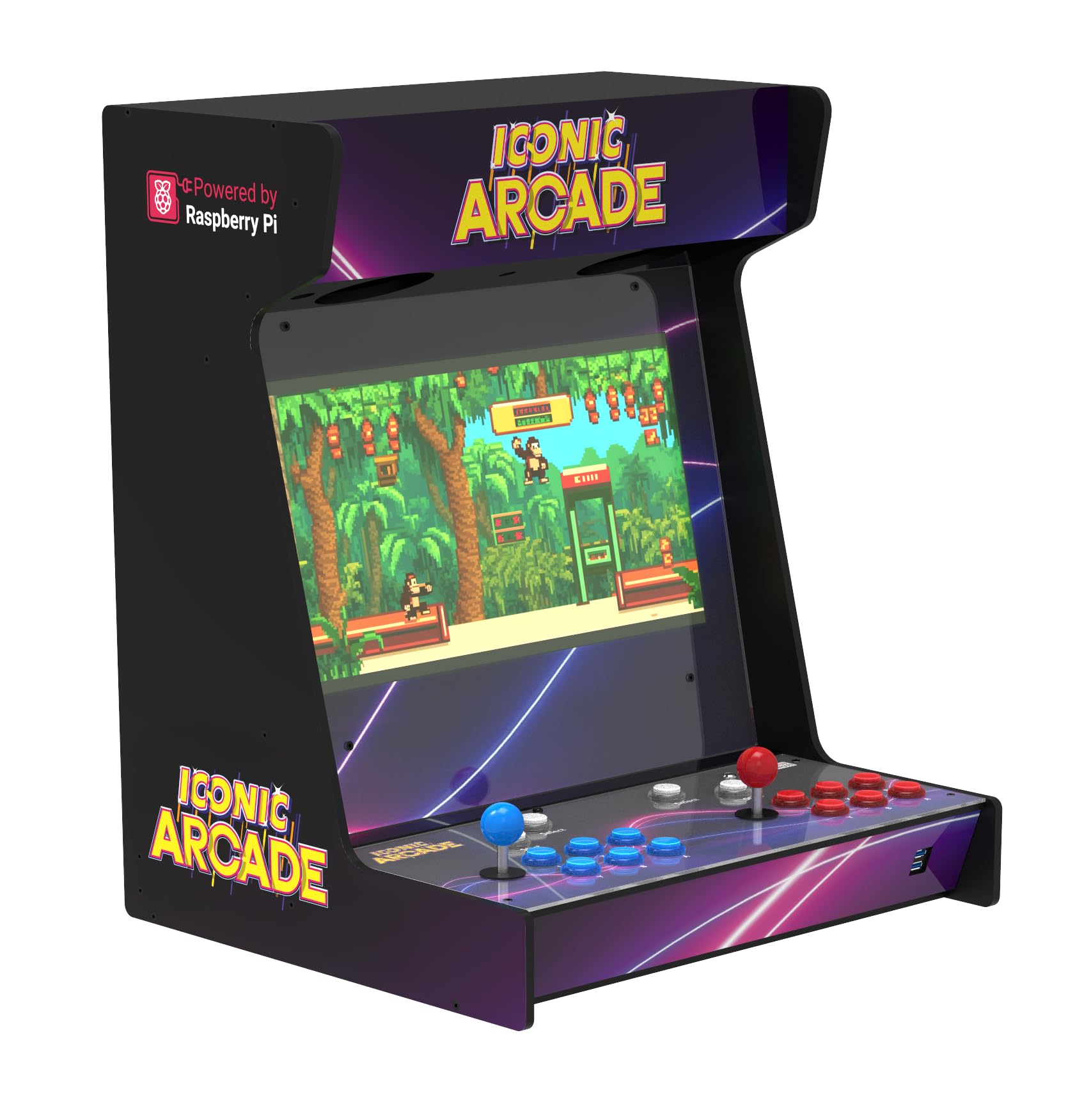 Konfigurowalna pełnowymiarowa szafka zręcznościowa 53.3 cm wyświetlacz retro do gier ponad 1000 gier 16 przycisków 2 joysticki