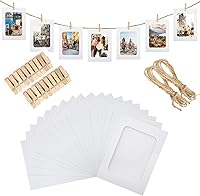 Vista 8 de joycraft 20 marcos de fotos de papel, marcos de fotos de papel negro de 4 x 6 pulgadas, pancarta colgante para exhibición de fotos, soportes