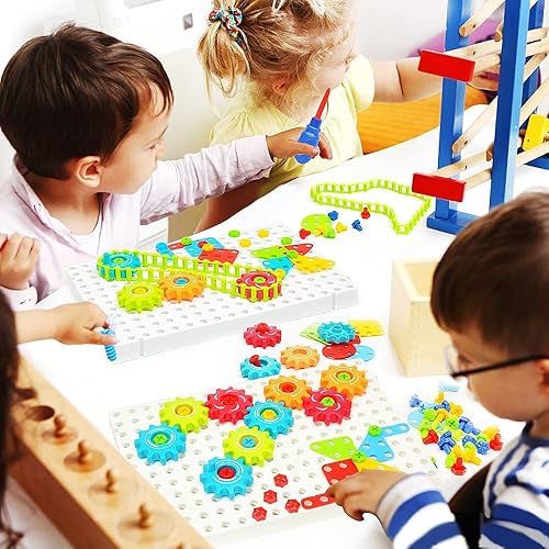 Miniatura 2 de ChuburD 177 piezas de juguetes de construcción para niños, juego de bloques de construcción entrelazados, caja de herramientas de juego para niños,