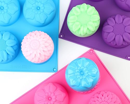 Miniatura 6 de Moldes de silicona con forma de flor, 3 paquetes de 6 bandejas de cavidades para pastel casero, molde para cupcakes, forma de fondant, decoración de