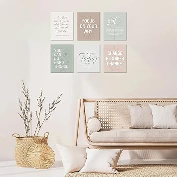KAIRNE Neutral Floral Motivational Quote Wall Art Prints 8 x 10inch x 6