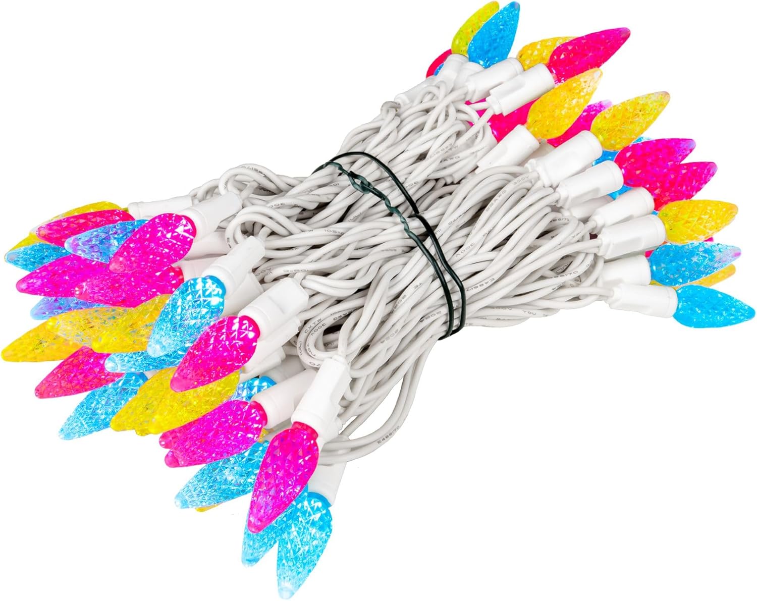 Novelty Lights 24FT 70 LED C6 Easter String Lights - Commercial Grade Outdoor Spring Tree Decorations (Yellow/Teal/Pink)