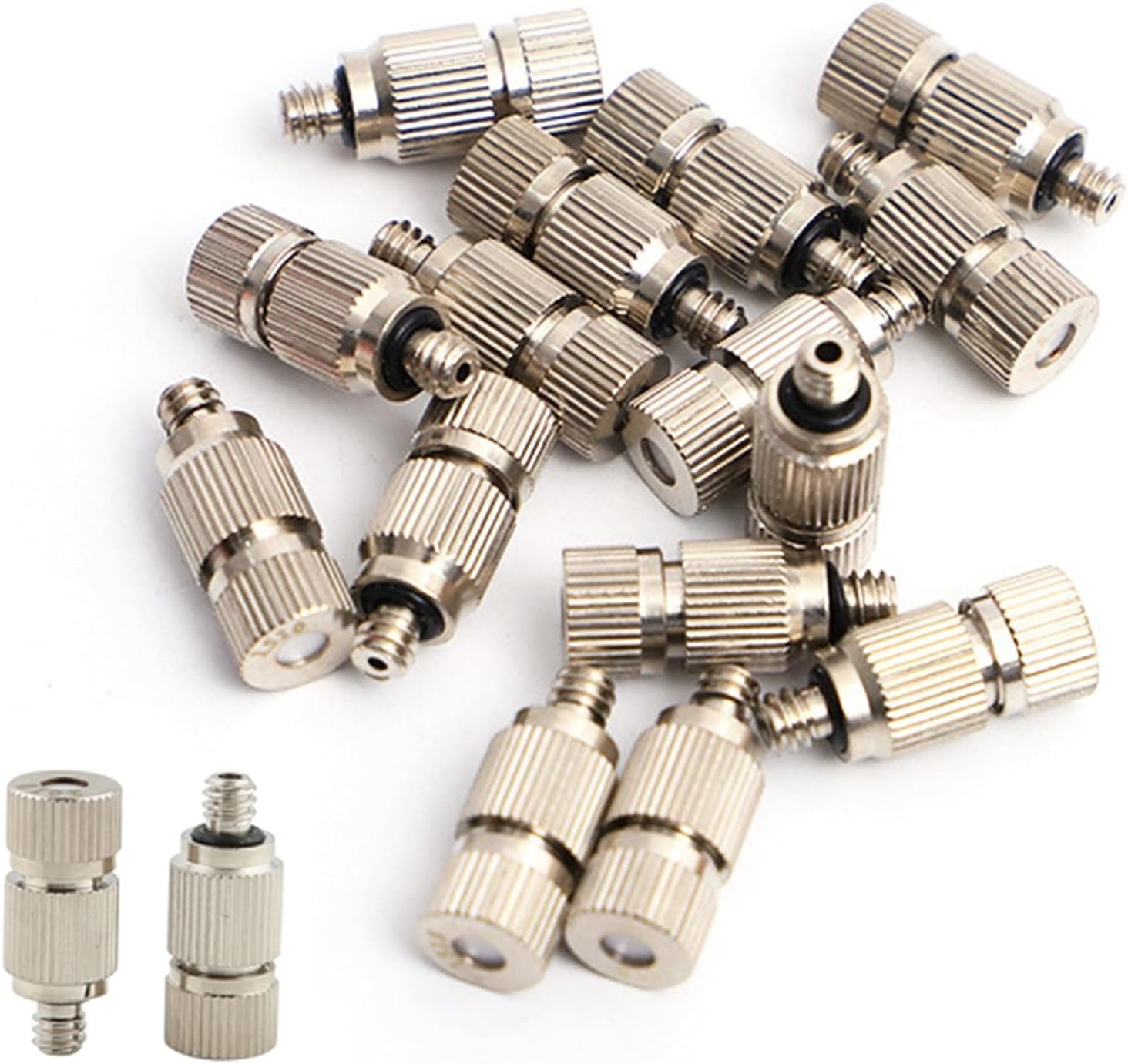 40pcs Brass Misting Nozzles Replacement Heads for Outdoor Cooling System, High Pressure Atomizing Misting Sprayer for Patio Lawn, Landscaping, Dust Control, 10/24 UNC