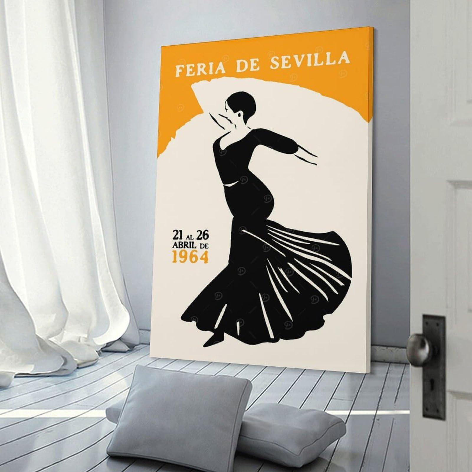 Junmoney Feria De Sevilla Dancer Wall Art Print 20x30inch(50x75cm), for Home, Office, Studio Or Guest Room, A Flexible Wall Accent for Shared Spaces