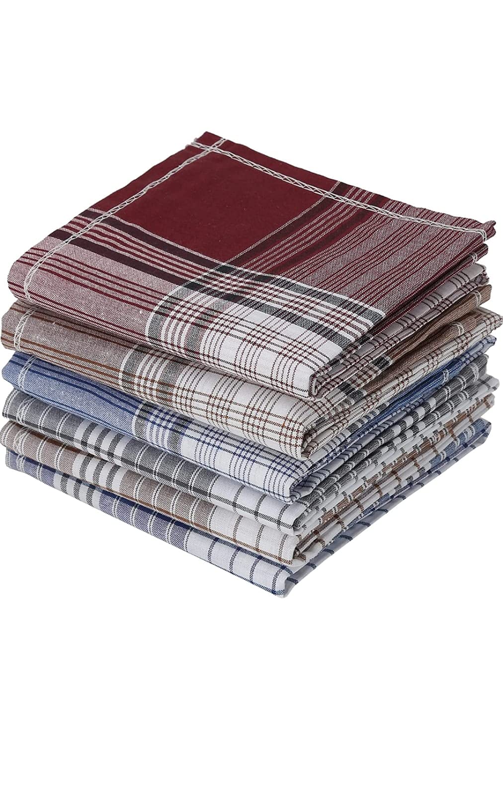 khillayox Men's Check White Cotton Handkerchief (Set of 6 Pieces)-picture-48