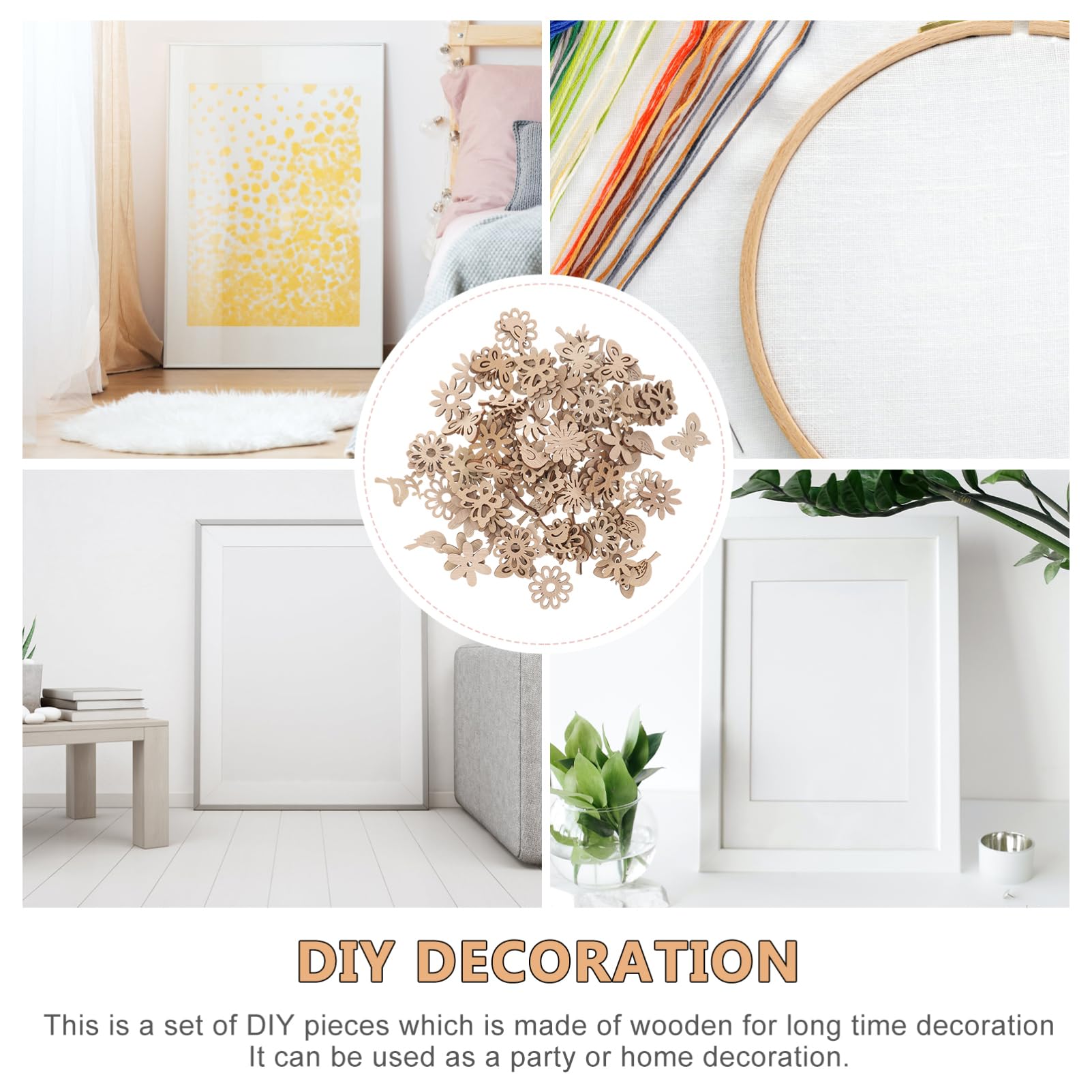 STOBOK 1000piezas Decoraciones De Madera Para Manualidades De Flores y Pájaros De Madera Natural Para