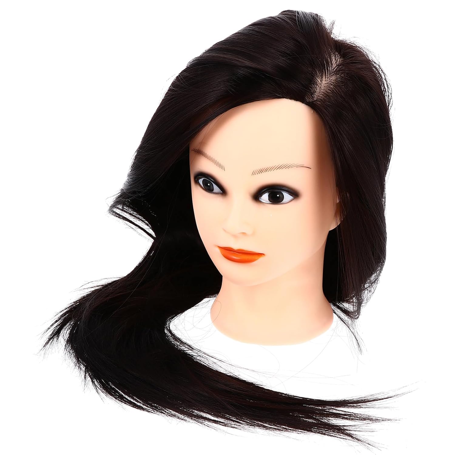 Hair Braiding Mannequin Head Doll with Natural Color Makeup, Salon Cosmetology Practice Training Head for Hairdressers and Stylists