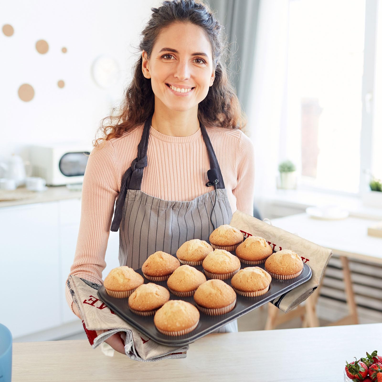 Leinuosen 6 Farmhouse Kitchen Decor Oven Mitts and Pot Holders Sets Farmhouse Kitchen Towels Absorbent Dish Towels for Cooking Baking Grilling(Red Black)