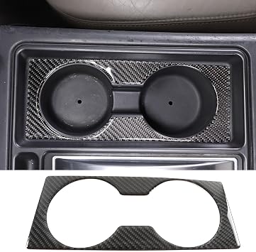 PIUGILH Cup Holder Panel Sticker Compatible with Hummer H2 2003-2007, Carbon Fiber Center Console Water Cup Holder Frame Trim Cover Interior Accessories