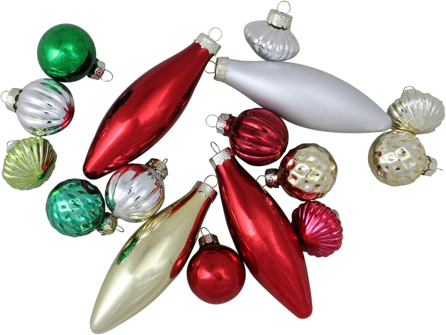 16ct Red and Green Traditional Finial Christmas Ornaments 4" (101mm)