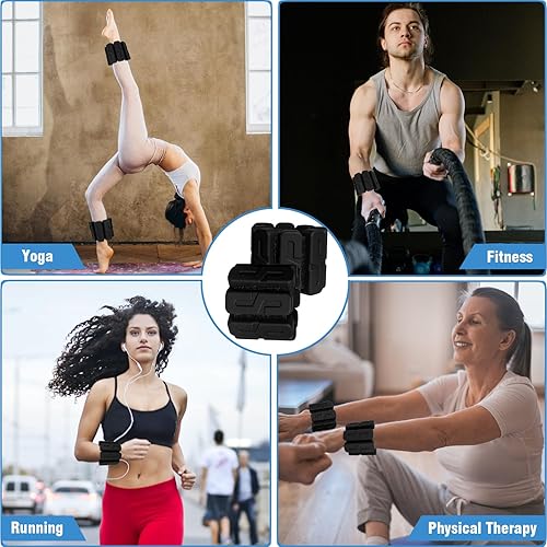 Miniatura 6 de Pesas de tobillo de muñeca para mujeres y hombres, pulsera ponderada de silicona ajustable, pesas para piernas y brazos para entrenamiento, caminar,