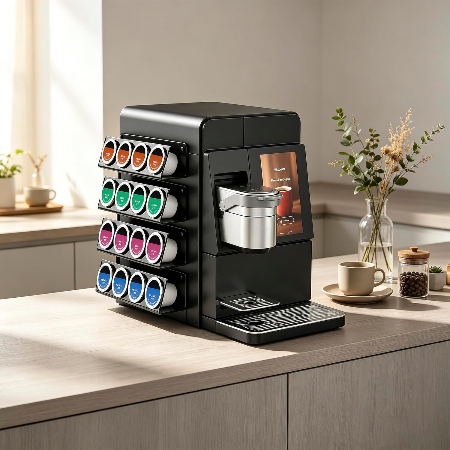 RECAPS K Cup Holder, 4 Pack Acrylic K Cup Organizer, Coffee Pods Organizer