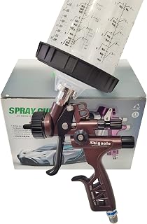 HVLP 6800B 스프레이 건 1.3mm 노 워시 컵 및 어댑터 차량용 spayer 페인팅 툴 스프레이 에어 페인트 건 에어브러시 저압 260L/MIn (브라운)