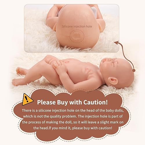 Miniatura 4 de Muñeca bebé de silicona de cuerpo completo de 17 pulgadas  Muñecas de bebé Reborn realistas de ojo calvo cerrado muñeca simuladora de bebé para