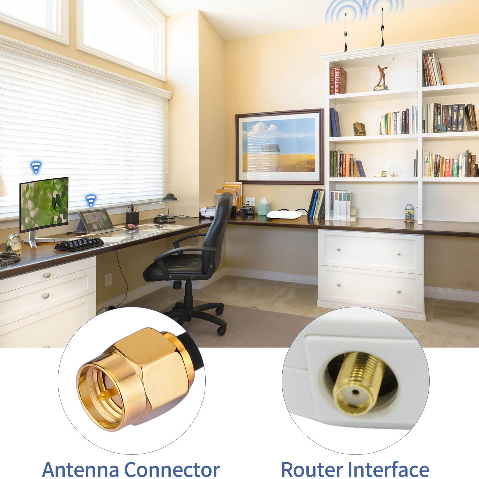 Superbat Antena WLAN 2,4 GHz podstawa magnetyczna wtyczka SMA (2 sztuki) do routera przemysłowego, modemu IoT Gateway, terminal M2M, bezprzewodowe wideo, monitor kamery FPV