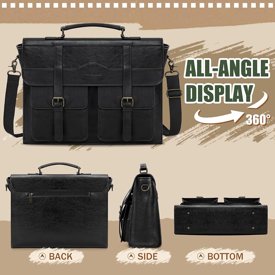 Amazon.com: RAINSMORE Mens Messenger Bag 17 Inch Vintage Leather