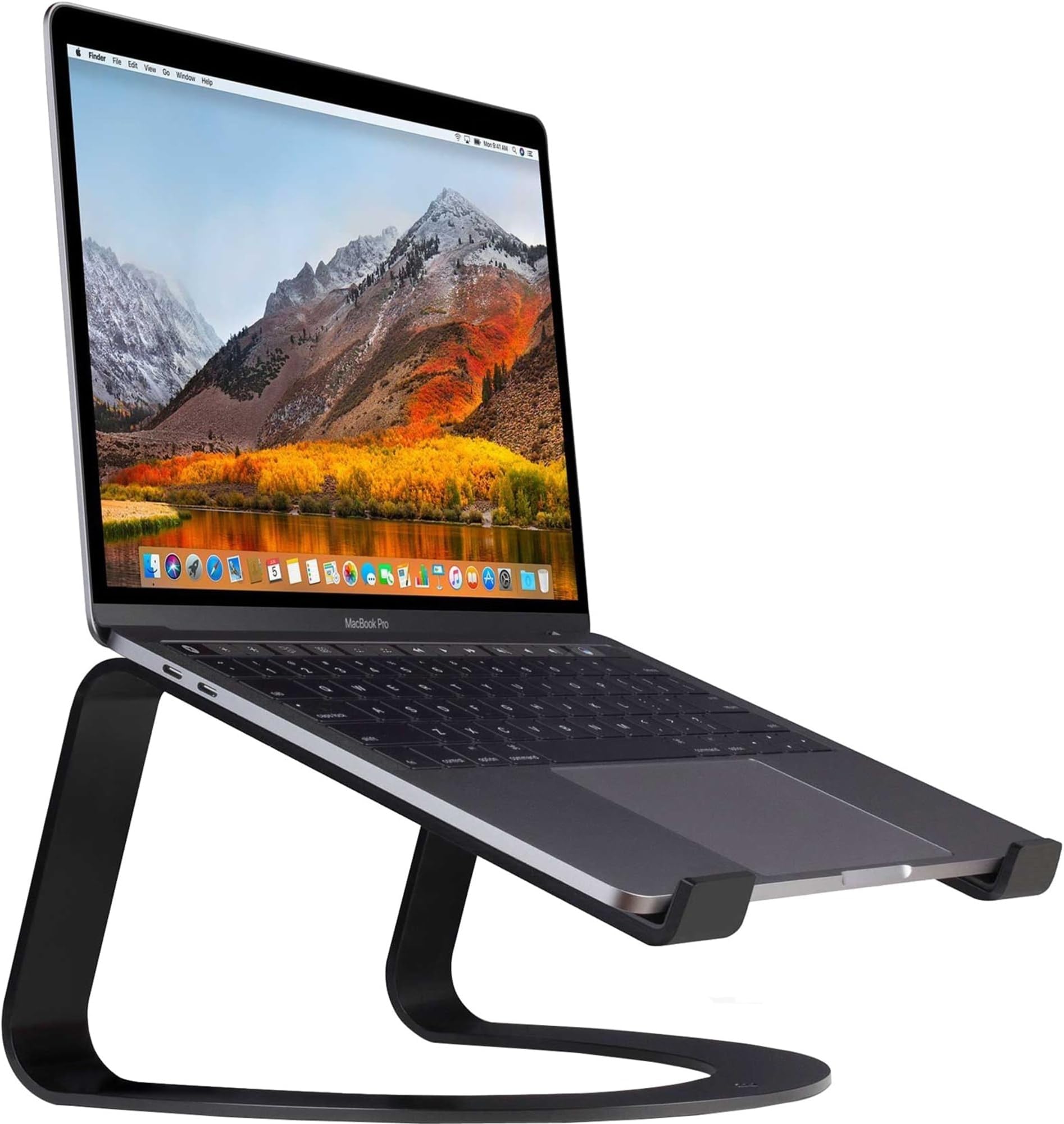 Twelve South Curve Laptop Stand, MacBook Stand - Ergonomic Aluminum Laptop Holder for Apple, Dell, HP, Lenovo, Fits 11" to 17", Black