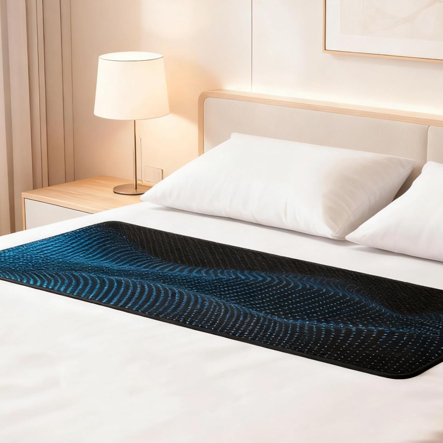 68 X 190 Cm Grounding Mat for Bed, Pu Leather Sleep Mat with Us Cord, Black, Grounding for Better Sleep, Stress Relief