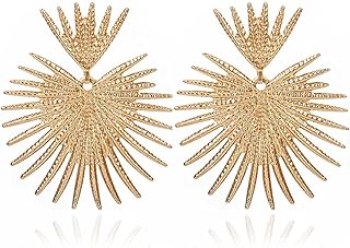 Heart Dangle Earrings Studs Gold Star Statement Earrings Flower Geometric Exaggerated Earrings Punk Minimalist Ear Jewelry for Women and Girls (Gold)