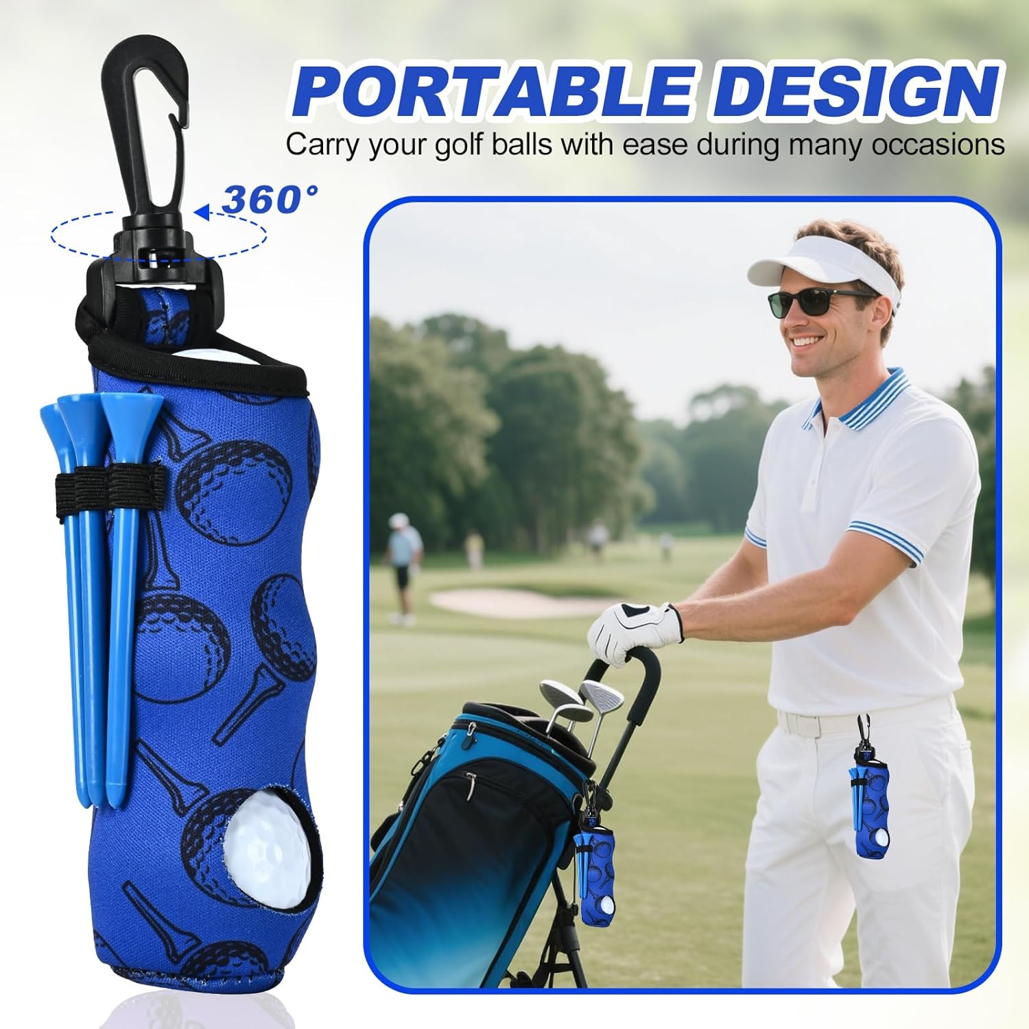 15 Pcs Golf Accessories Kit, Includes Cleaner Brush Towel Tees Golf Ball Bag with Hook Divot Tool with Ball Marker, Golf Essentials Kit for Women Man Gifts - Image 4