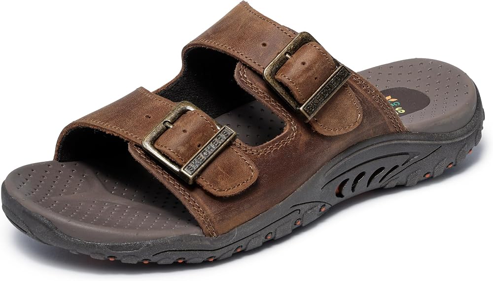 Women's Reggae Jammin' Buckle Sandal | Oiled Leather Upper, Double Adjustable Metal Buckles, Contoured Cushioned Footbed, Wide Fit
