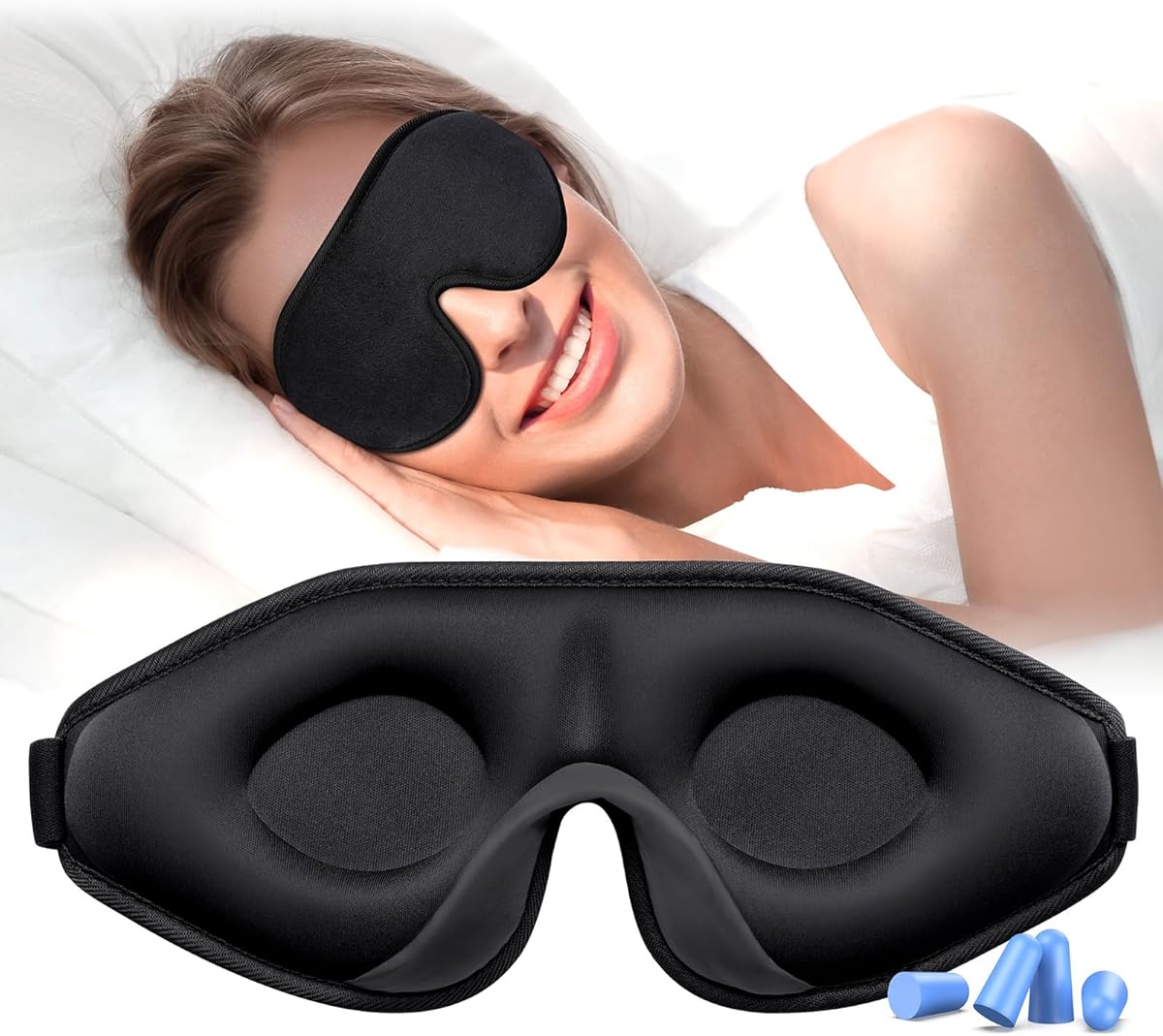 Gritin 100% Blackout Sleep Masks for Women & Men - Zero Pressure Sleeping Mask- Ergonomic Design 3D Cutout Eye Movement Friendly, Ultra Soft & Comfortable for Nap/Travel Essentials