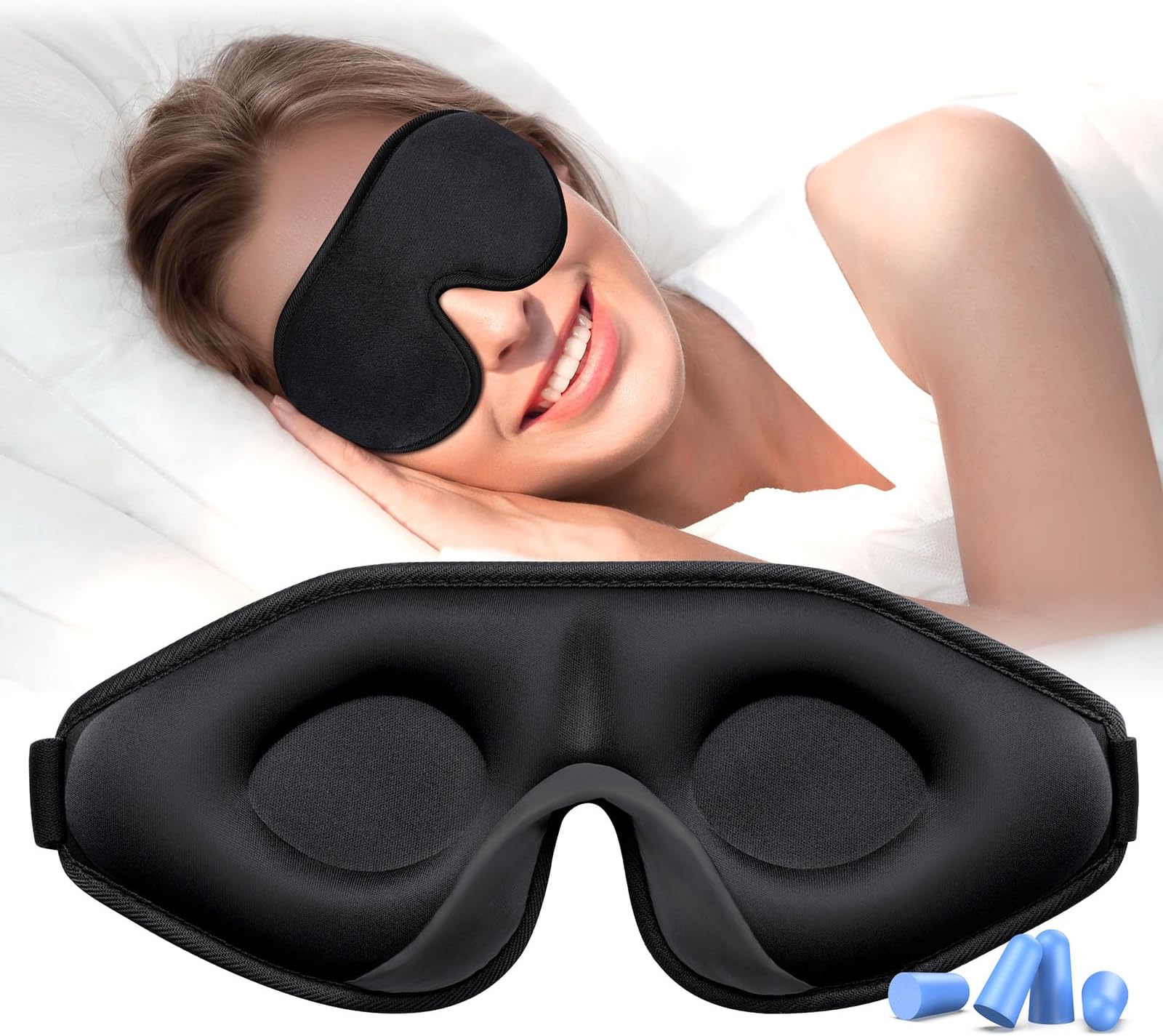 100% Blackout Sleep Masks for Women & Men - Zero Pressure Sleeping Mask- Ergonomic Design 3D Cutout Eye Movement Friendly, Ultra Soft & Comfortable for Nap/Travel Essentials