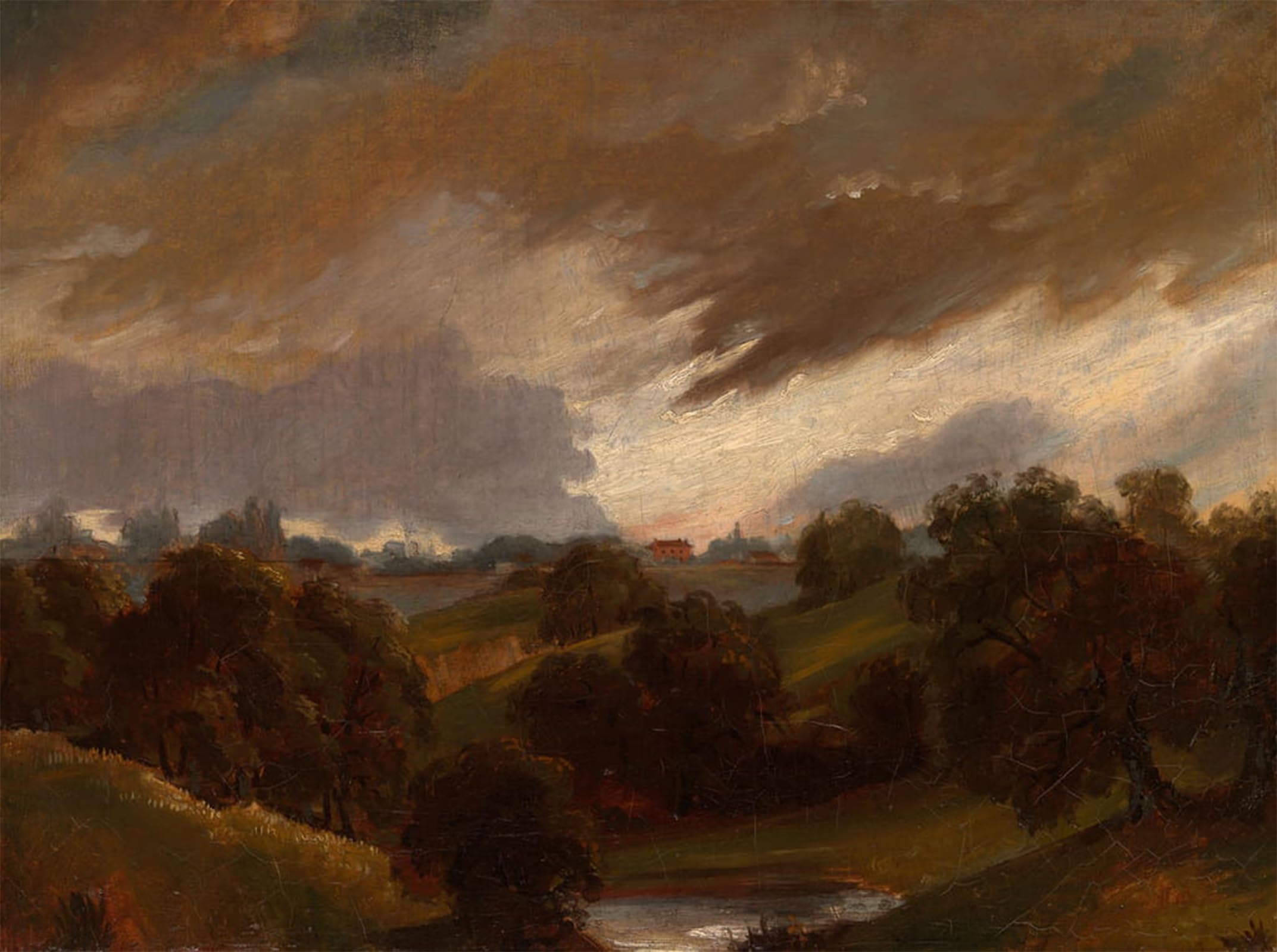 Cuadro moderno al óleo del Cielo tormentoso de Hampstead de 60x90cm 5
