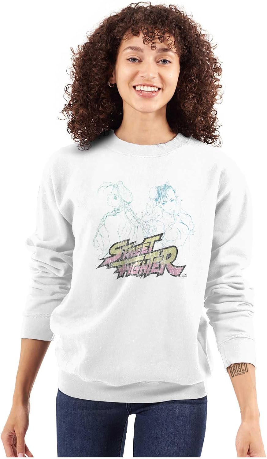 Brisco Brands Street Fighter Cammy Chun-Li Gamer Sweatshirt for Men or Women