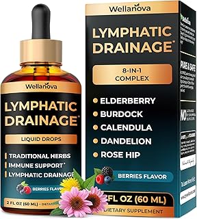 Lymphatic Drainage Supplement - Organic Liquid Drops for Lymphatic Support & Detox - 8-in-1 Herbal Blend - Lymphatic Cleanse Complex with Burdock, Dandelion, Elderberry - 2 fl oz