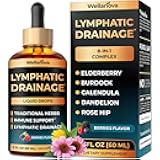 Wellanova Lymphatic Drainage Supplement - Organic Liquid Drops for Lymphatic Support & Detox - 8-in-1 Herbal Blend - Lymphatic Cleanse Complex with Burdock, Dandelion, Elderberry - 2 fl oz