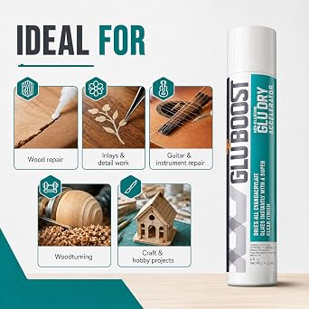 GluBoost Non-Blushing Glue Dry CA Accelerator Spray, Super Clear Finish - Dries All Cyanoacrylate Glue Instantly - Super Glue Activator - 4 oz