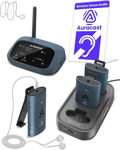 Avantree AuraPlex M3 - Auracast Assistive Listening System for Church, Works with Auracast Hearing Aids, 1 Transmitter &amp; 3...