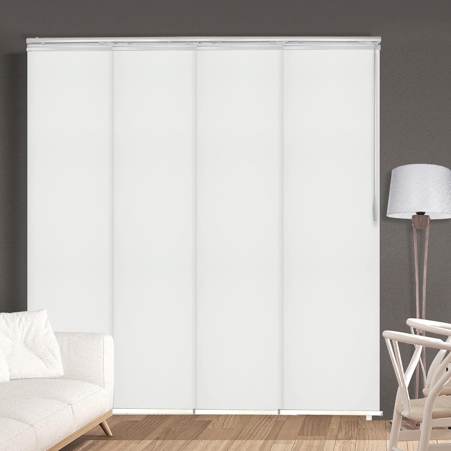 A&F Rod Décor - Alabaster 4-Panel Single Rail Panel Track Extendable 48"-88"W x 94"H, Panel width 23.5"