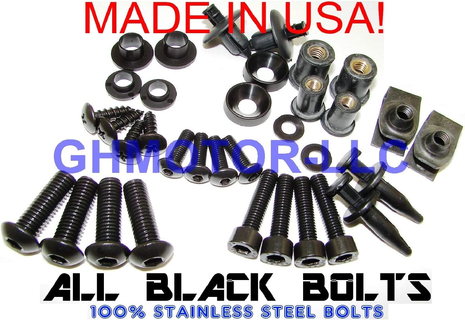 2009 2010 2011 2012 2013 2014 R1 Complete Black Fairings Bolts Kit