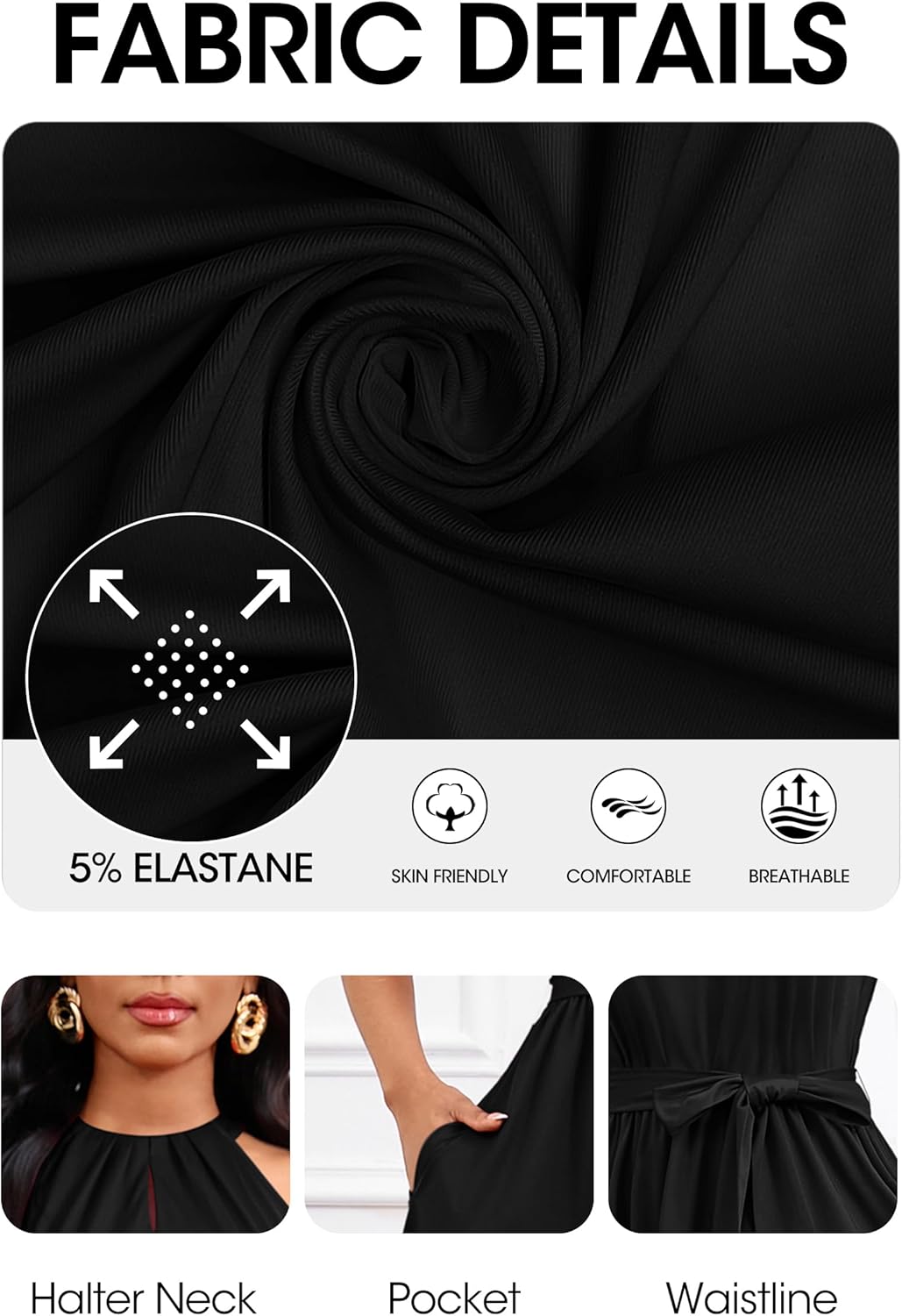 Nmoder Halter Dresses for Women|A-Line Cocktail Wedding Guest Bridesmaid Sleeveless Summer Midi Dress with Belt Pockets - Image 7